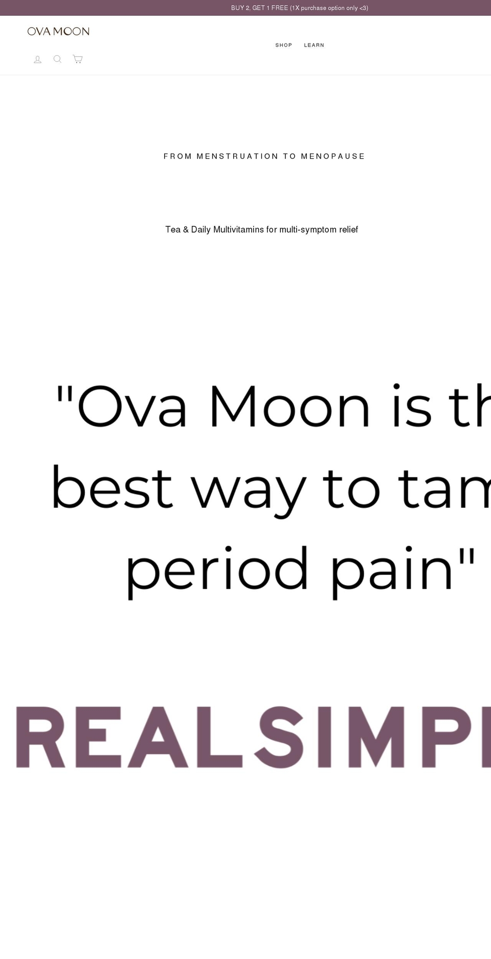 ovamoon.com shopify website screenshot