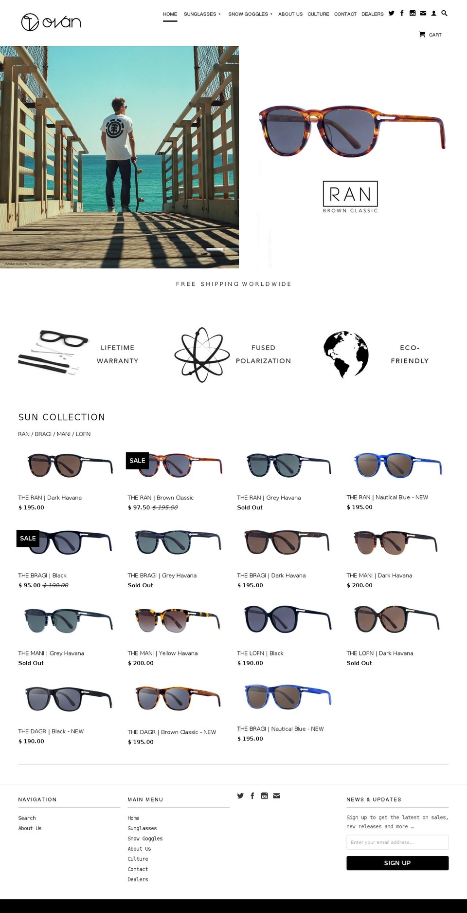 ovanoptics.com shopify website screenshot