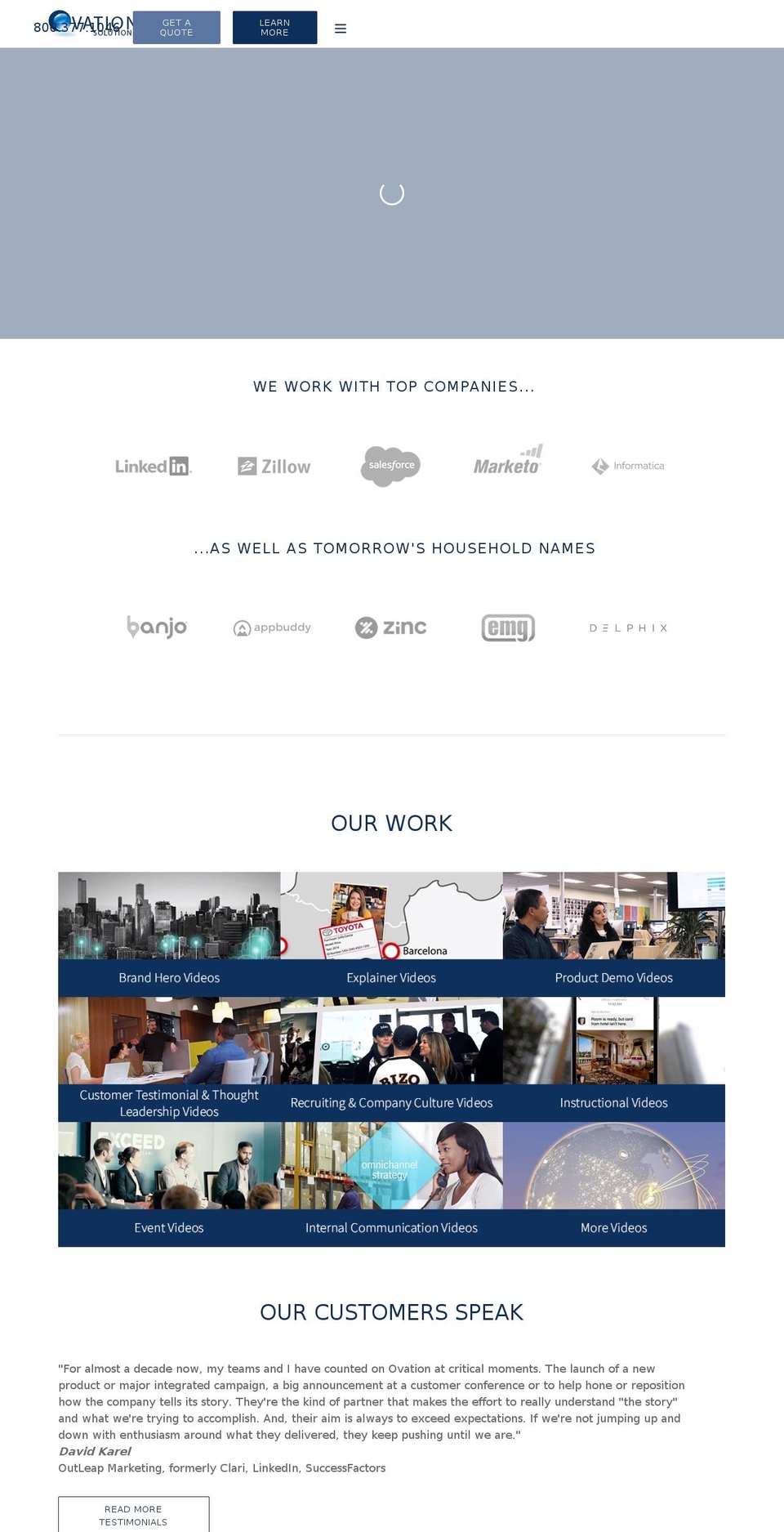 ovationsolutions.com shopify website screenshot