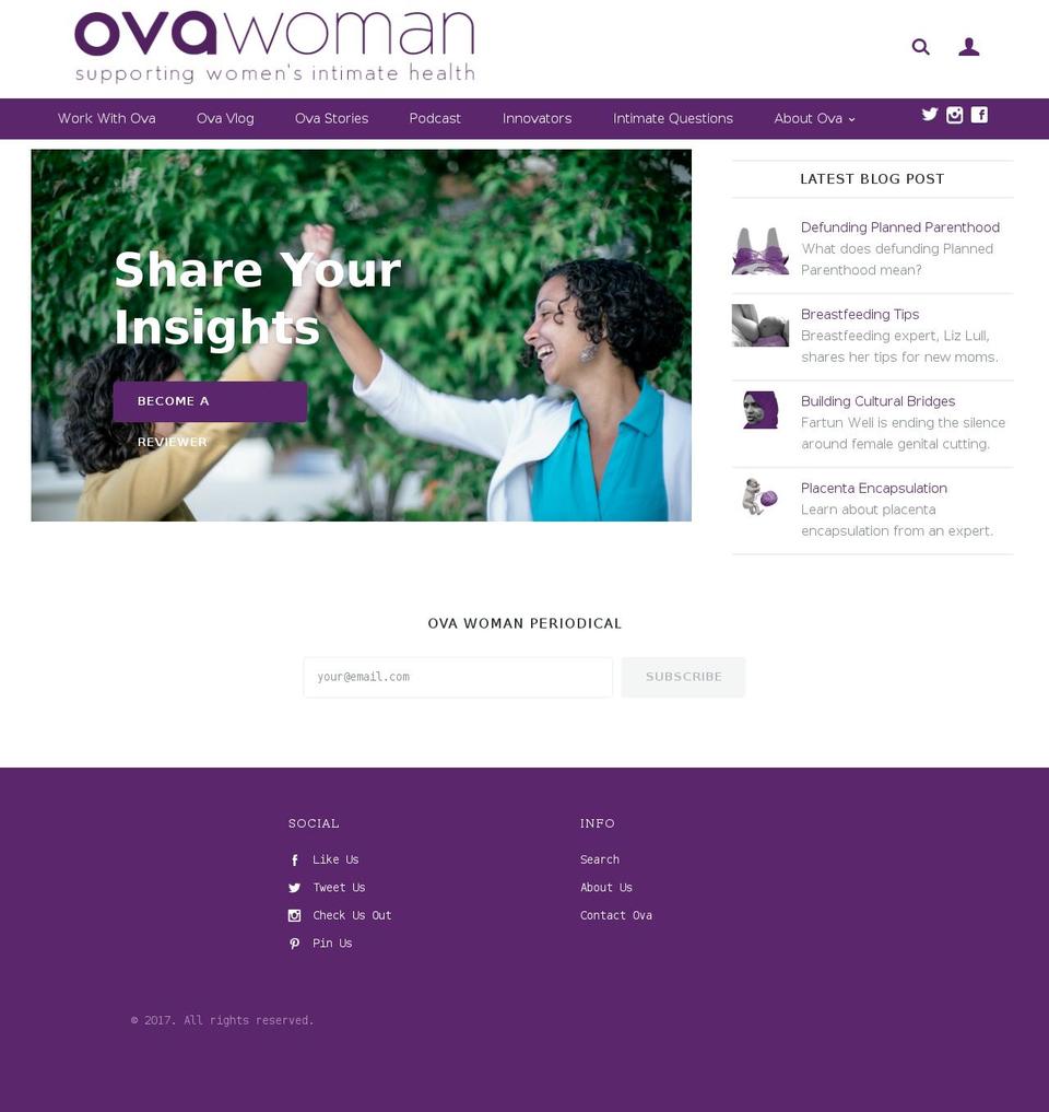ovawomen.com shopify website screenshot