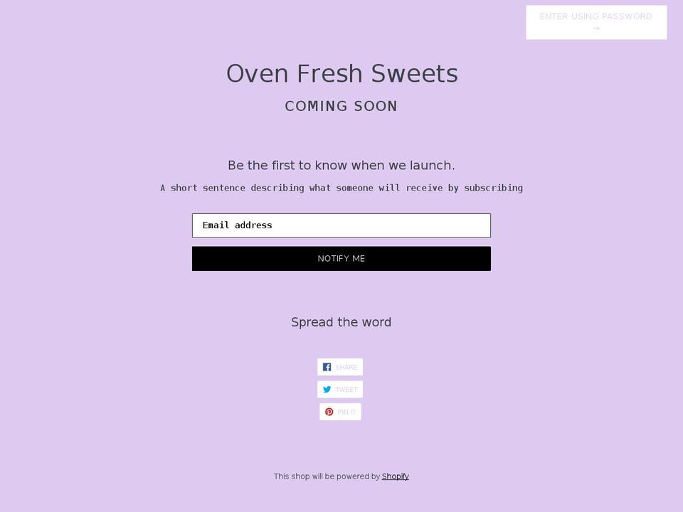 ovenfreshsweets.com shopify website screenshot