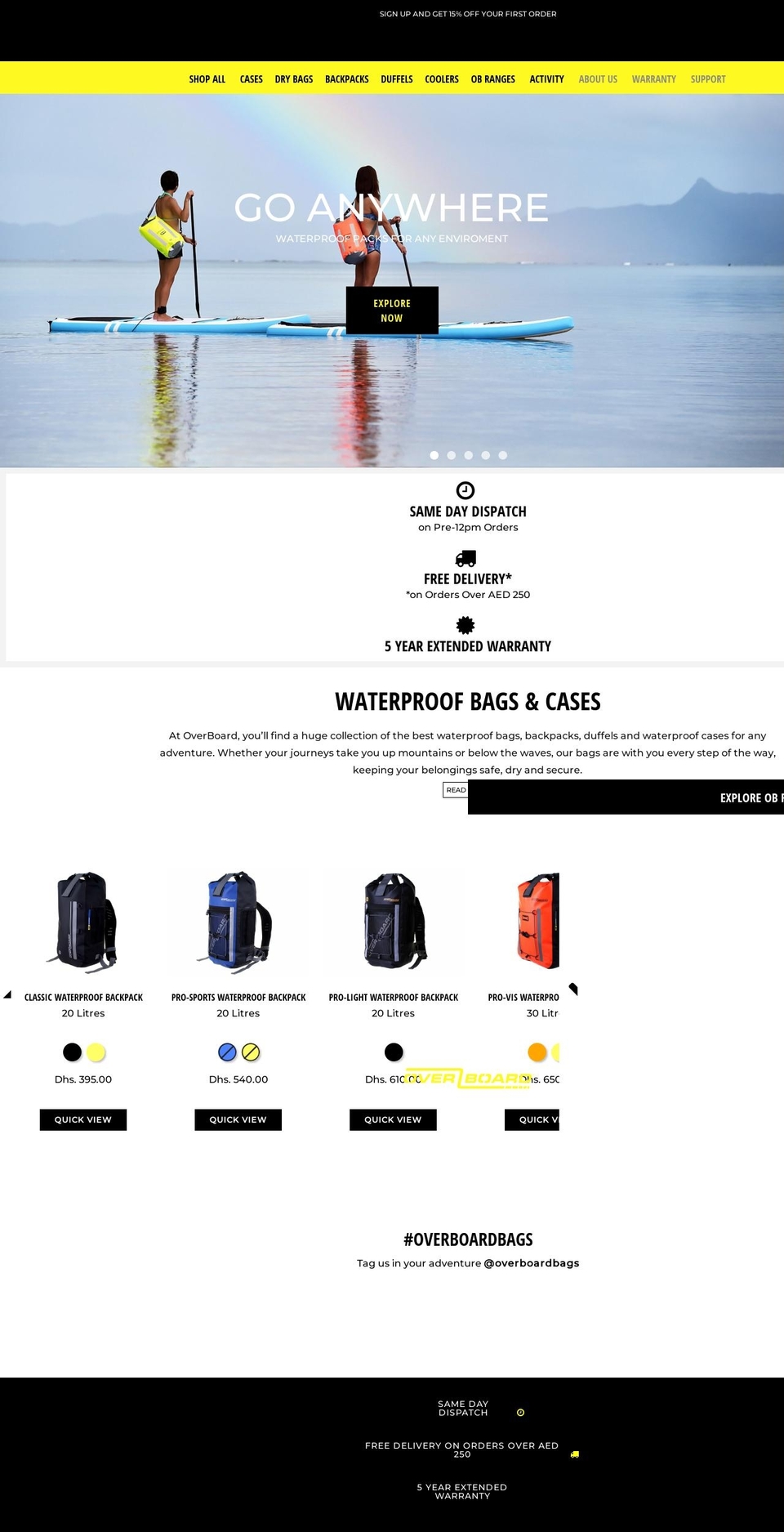 overboard.ae shopify website screenshot