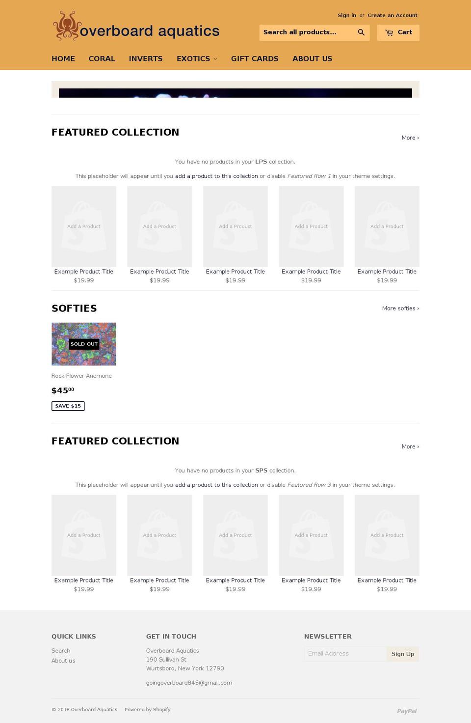 overboardaquatics.com shopify website screenshot