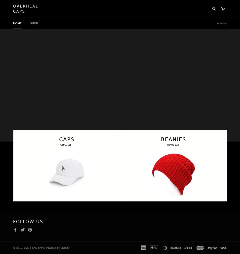 overheadcaps.com — Shopify storefront screenshot