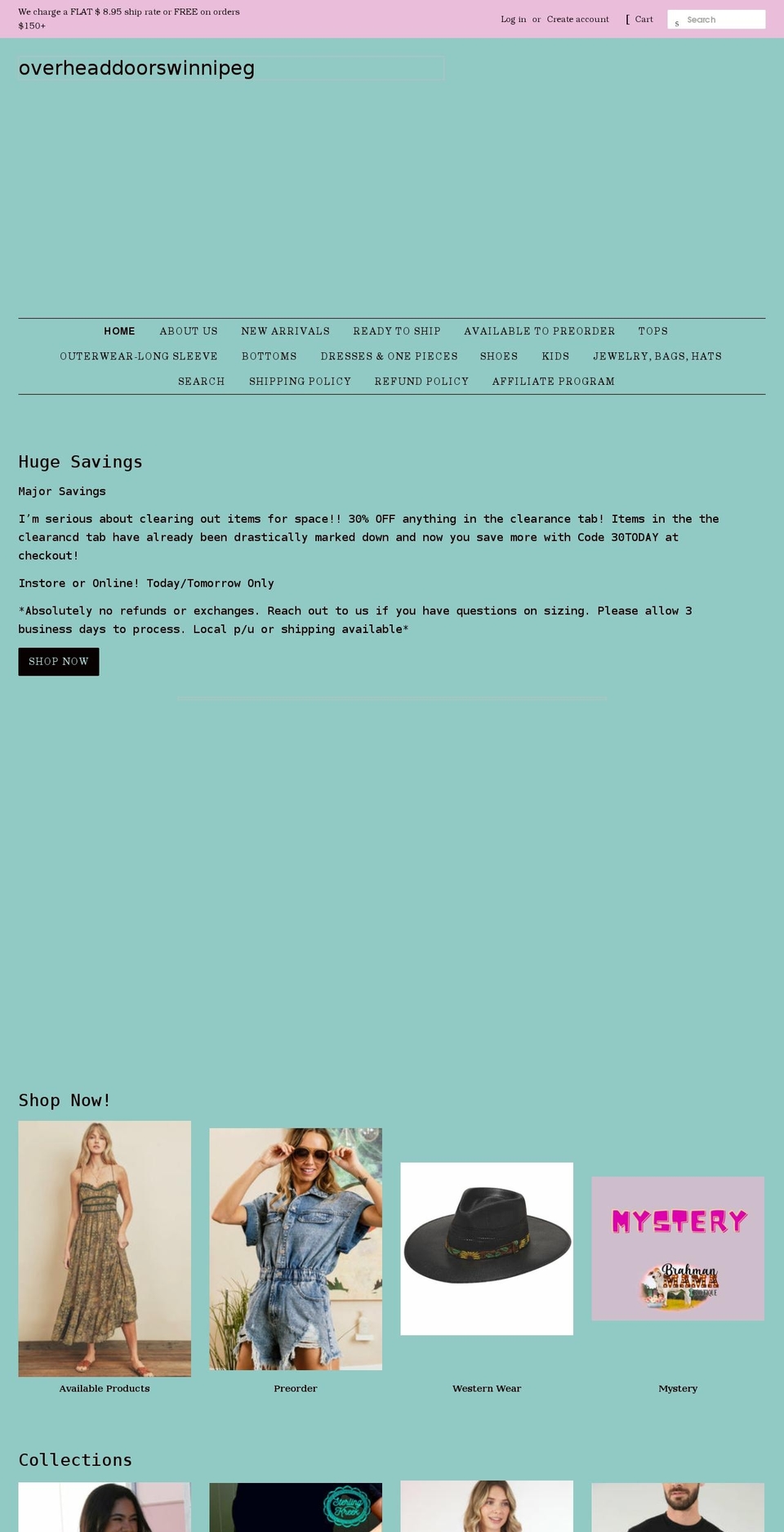 overheaddoorswinnipeg.com shopify website screenshot
