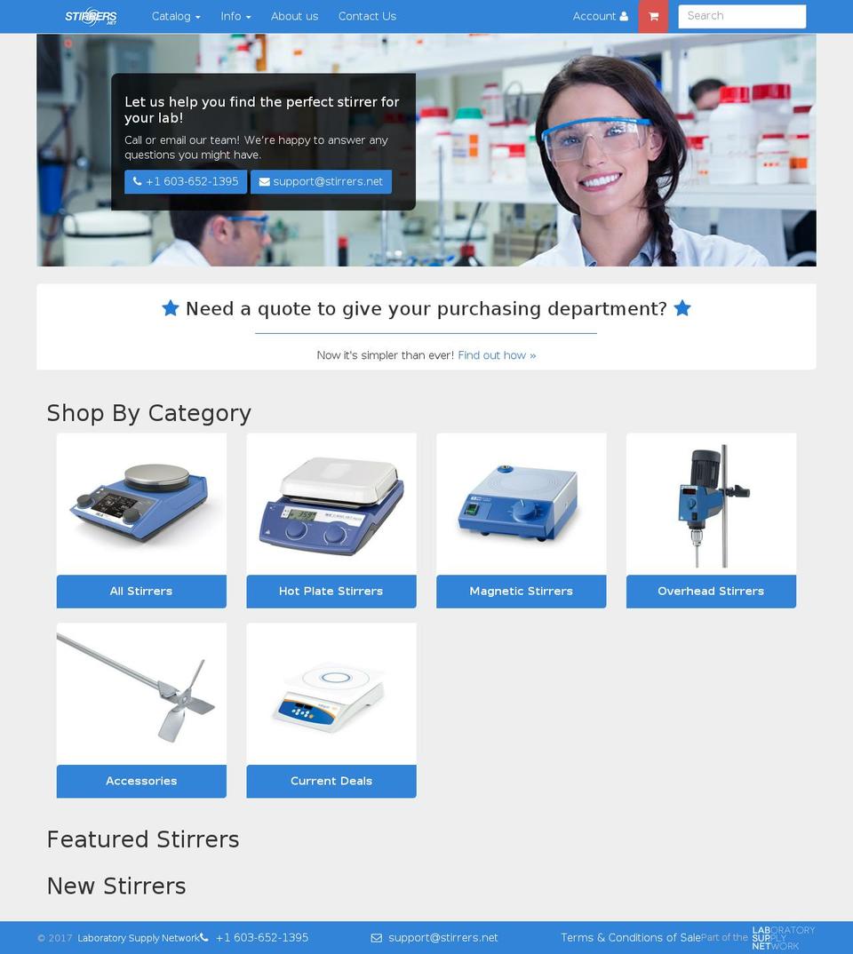 LabSupify BS3 Shopify theme site example overheadstirrer.net