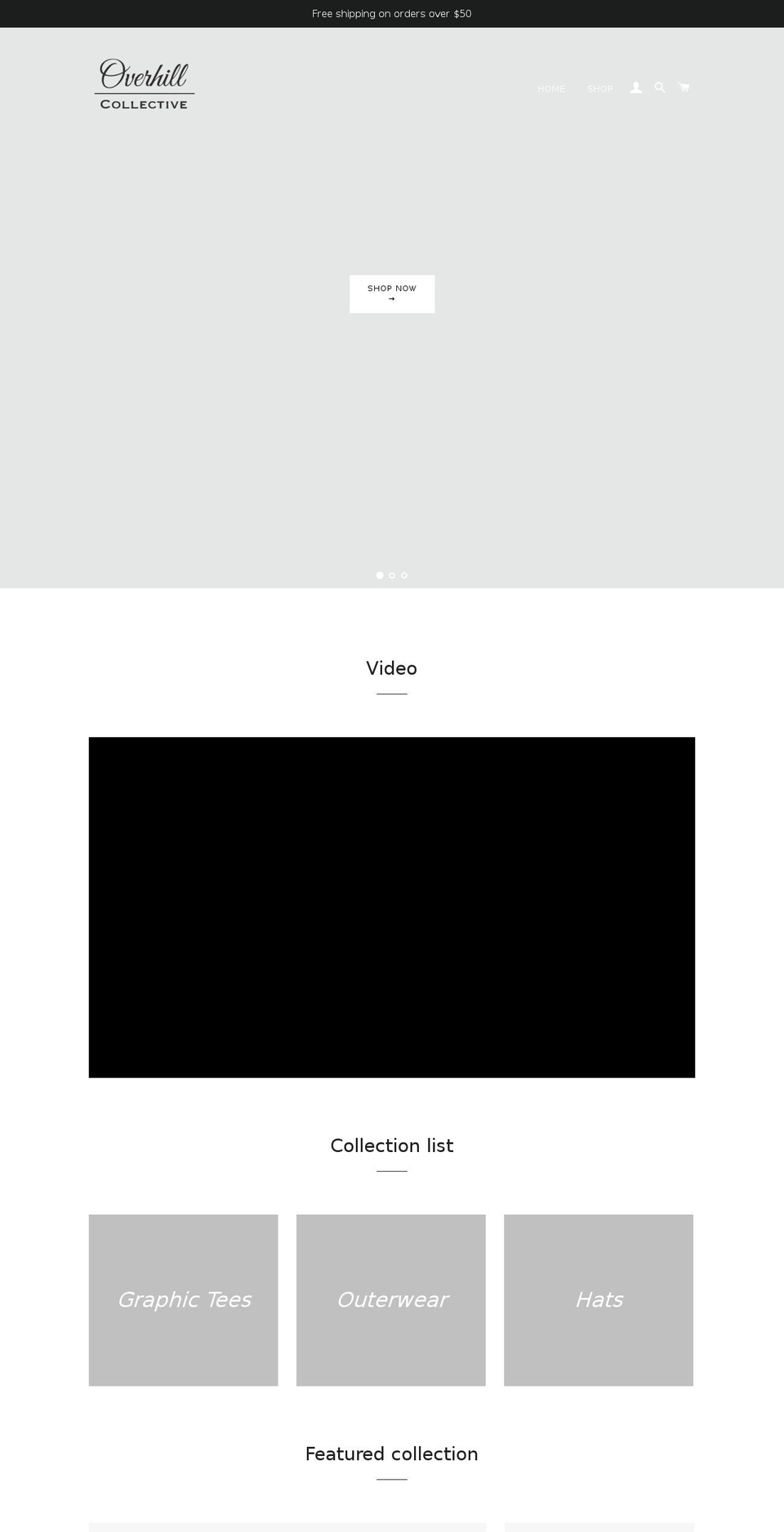overhillcollective.com — Shopify storefront screenshot