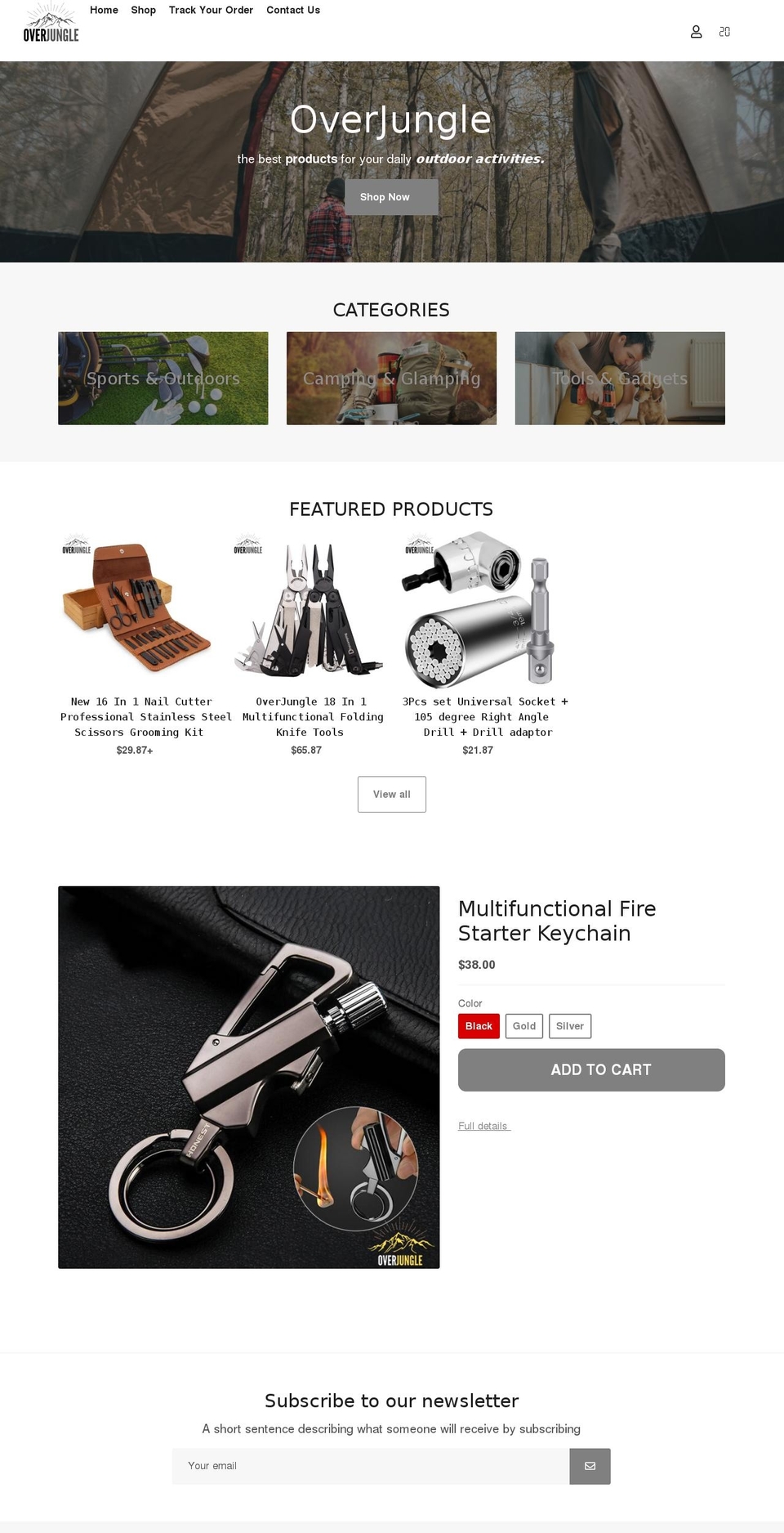 overjungle.com shopify website screenshot