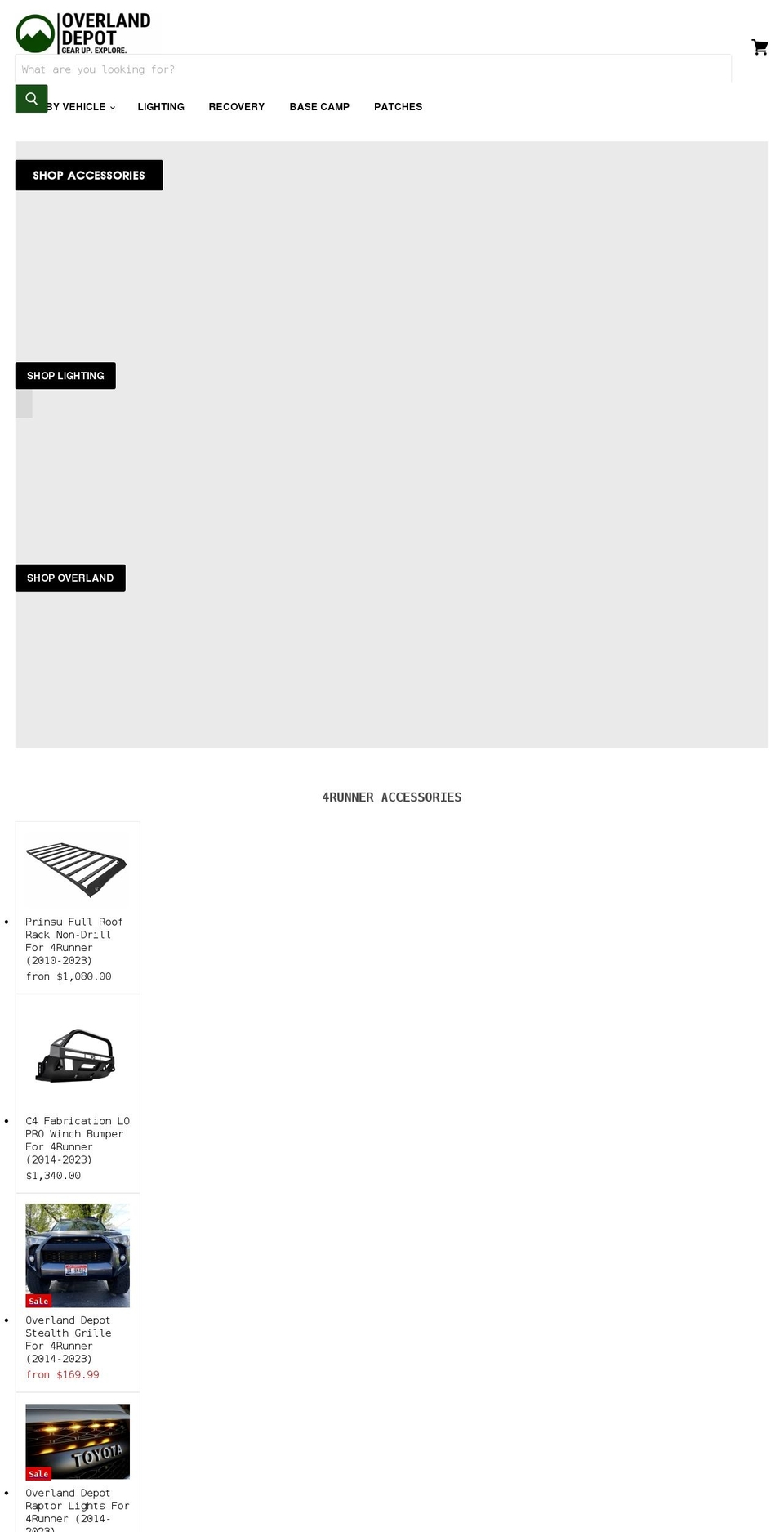 overlanddepot.com shopify website screenshot
