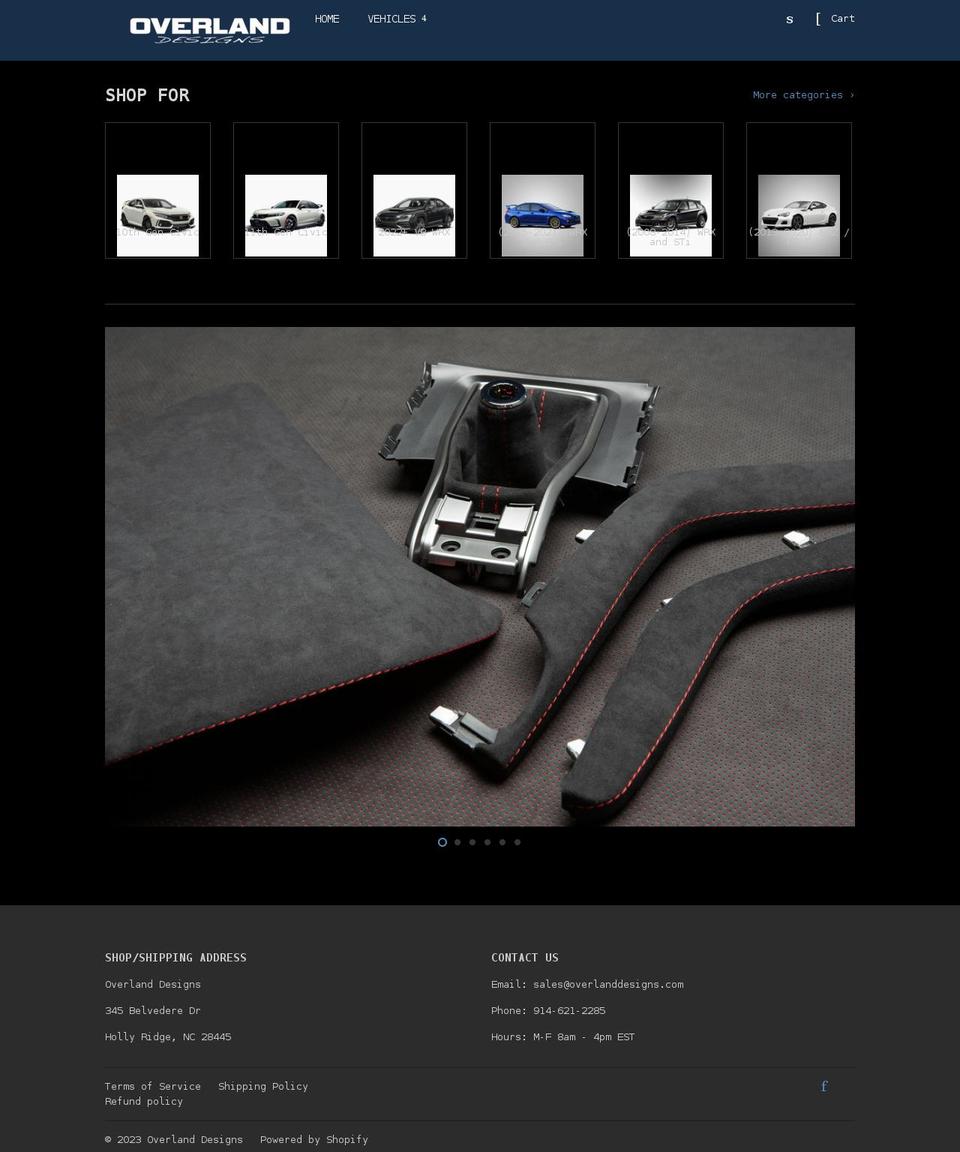 overlanddesigns.com shopify website screenshot