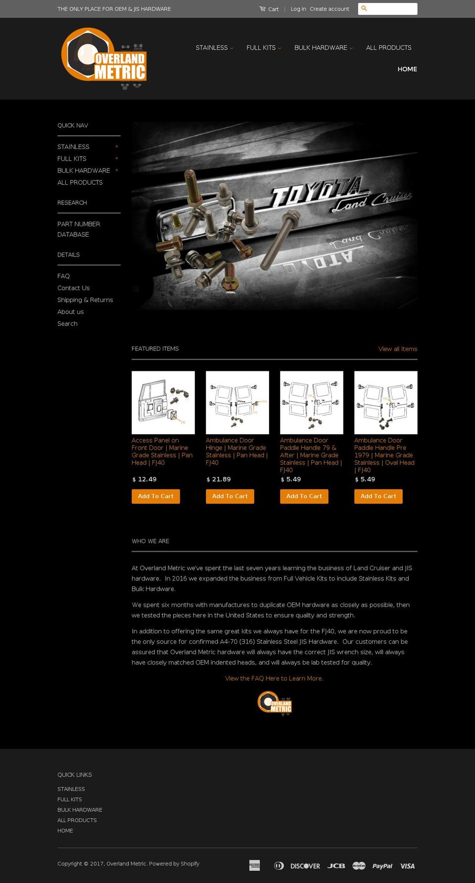 overlandmetric.com shopify website screenshot