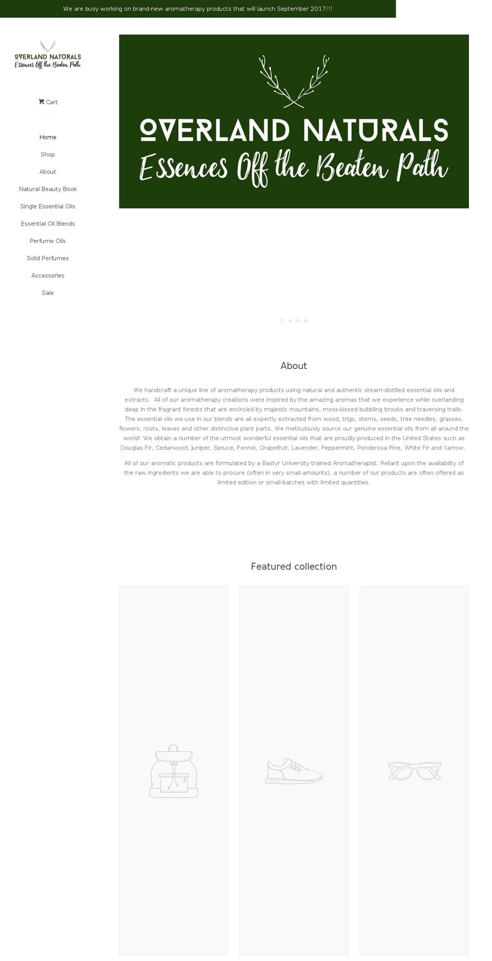 overlandnaturals.com shopify website screenshot