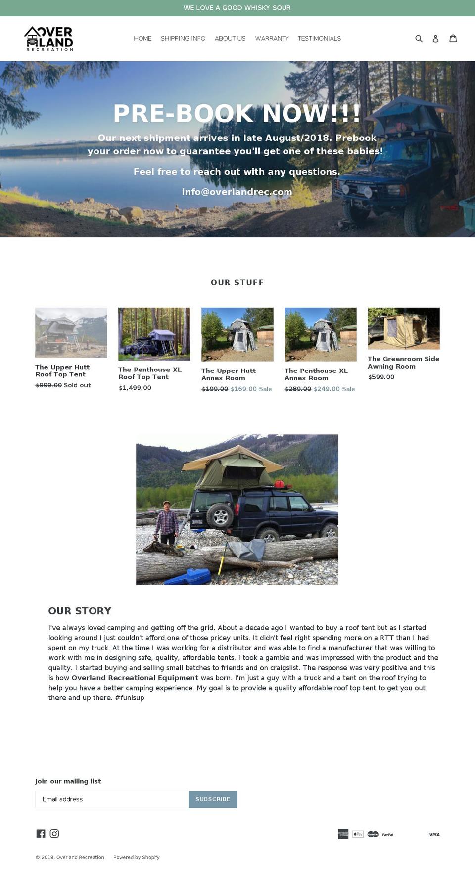 overlandrec.com — Shopify storefront screenshot