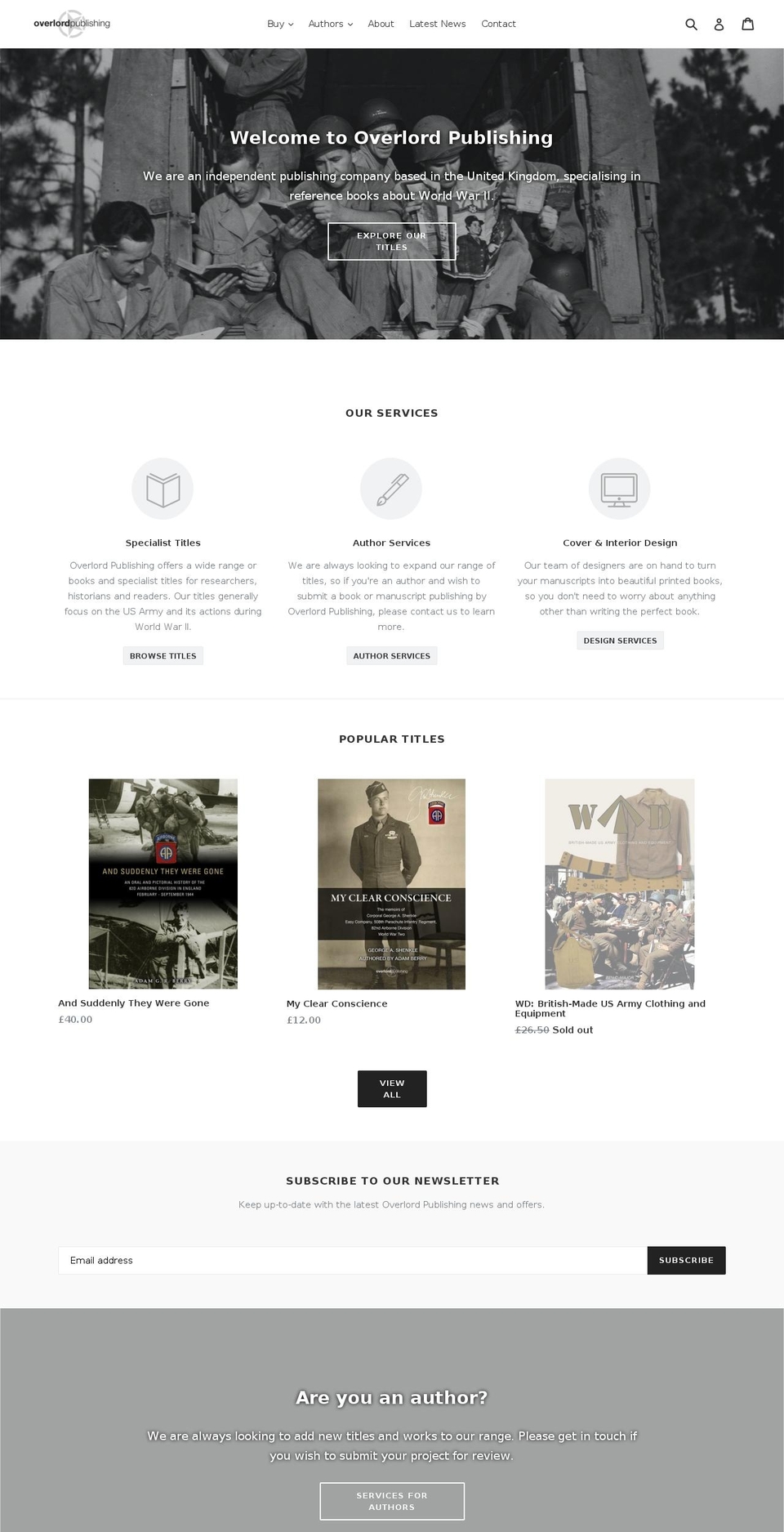 overlord-publishing.com — Shopify storefront screenshot