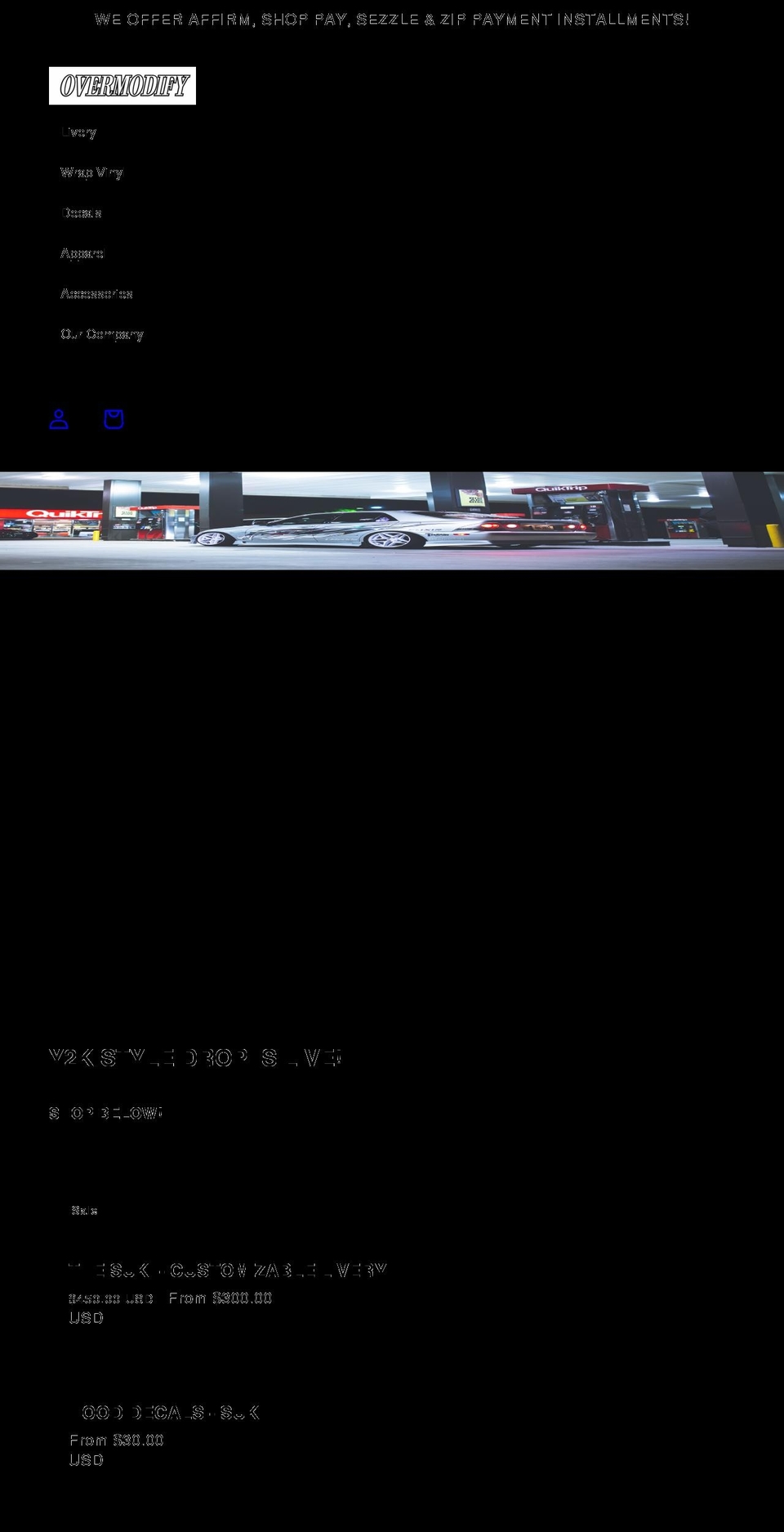 overmodify.com shopify website screenshot