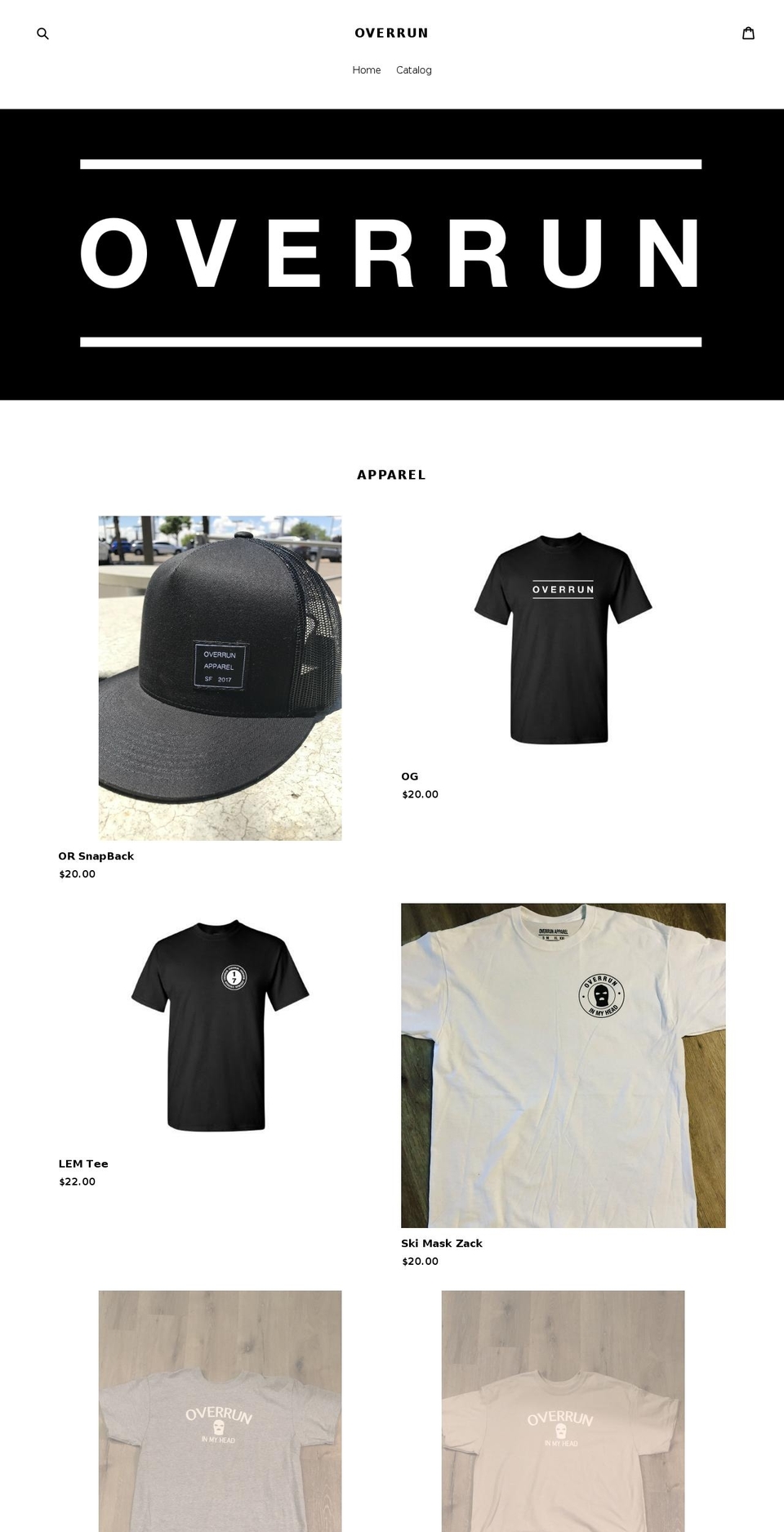 overrunapparel.com — Shopify storefront screenshot