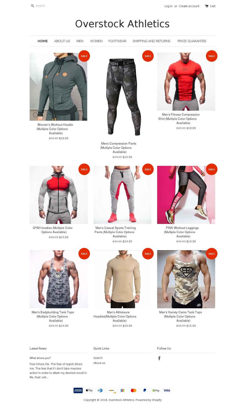 overstockathletics.com shopify website screenshot