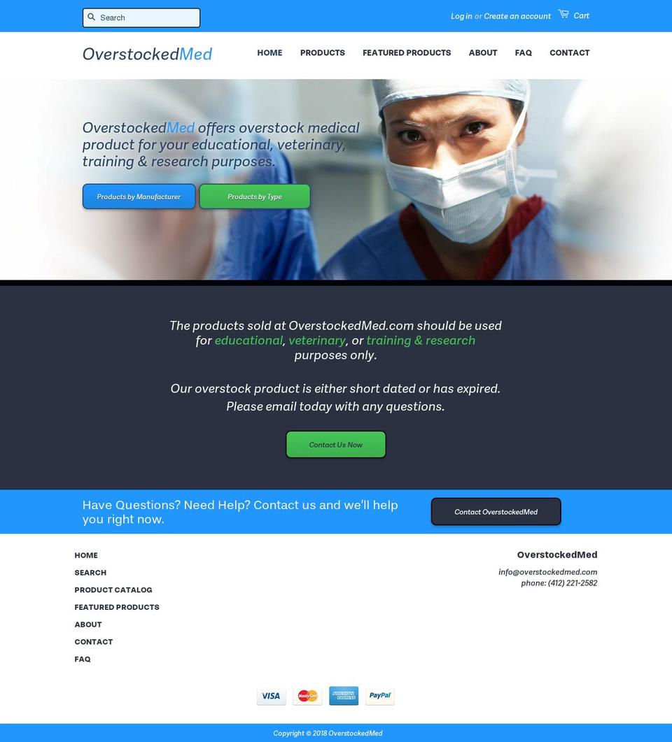 overstockedmed.com — Shopify storefront screenshot