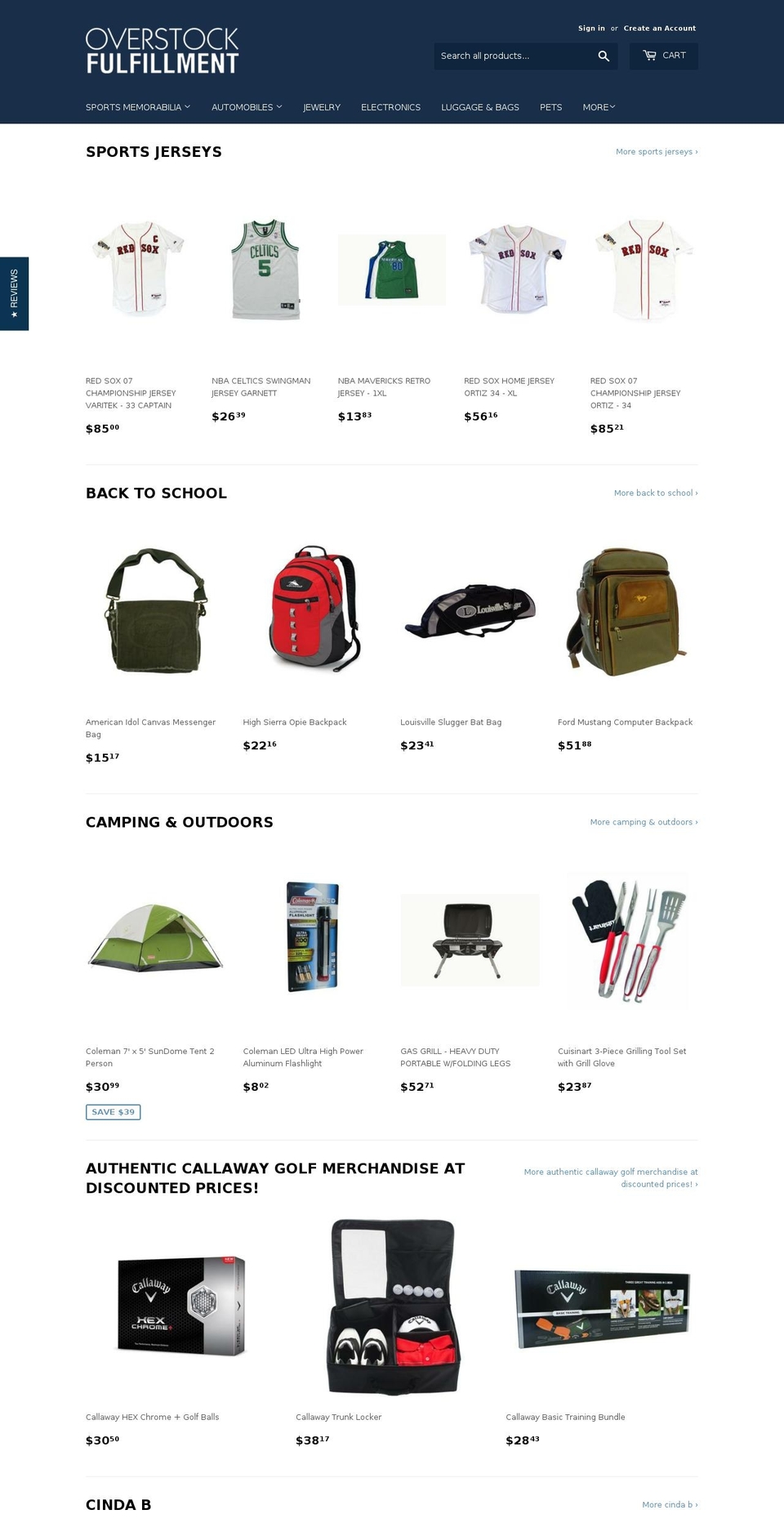 overstockfulfillment.com — Shopify storefront screenshot