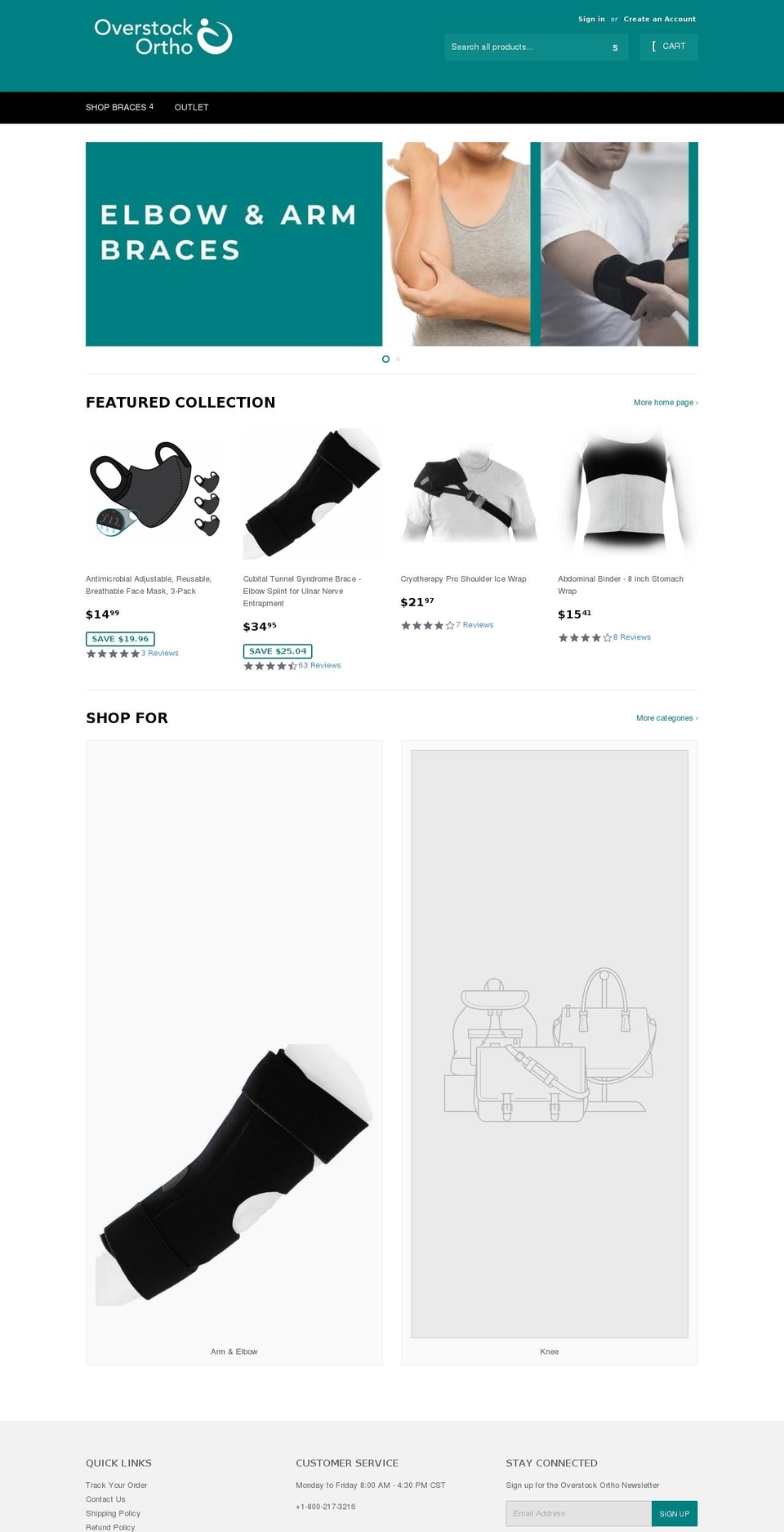 overstockortho.com shopify website screenshot