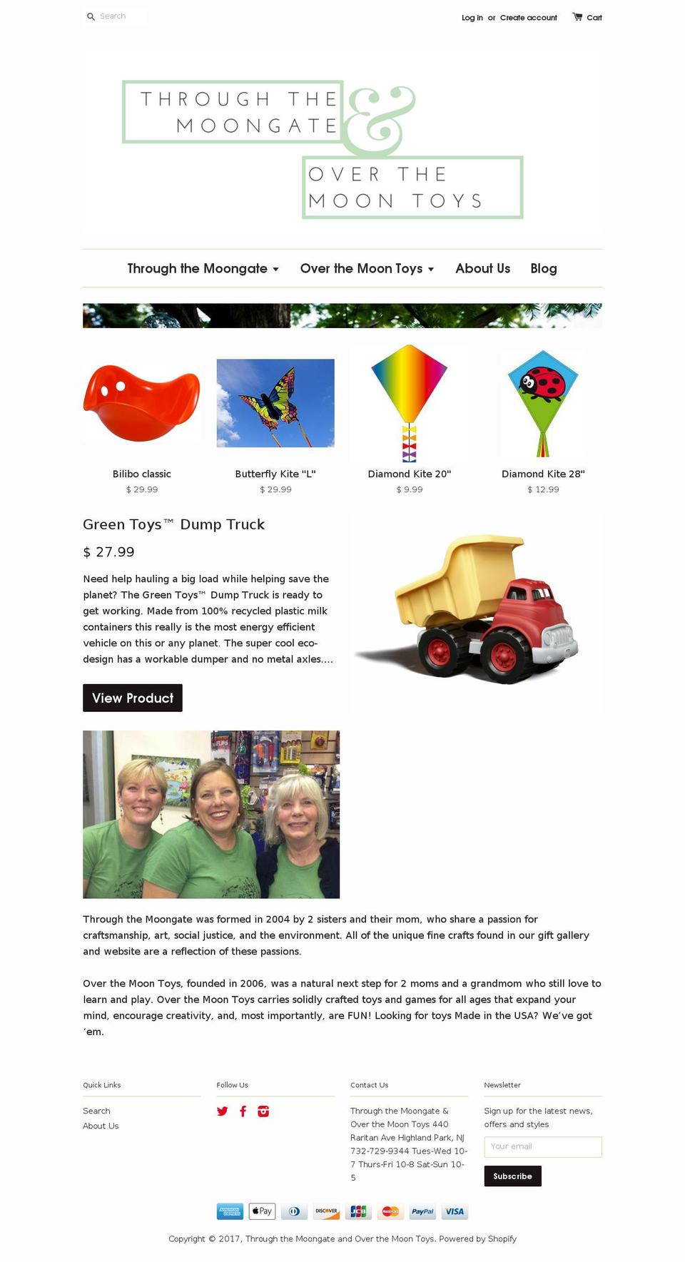overthemoontoysnj.com shopify website screenshot