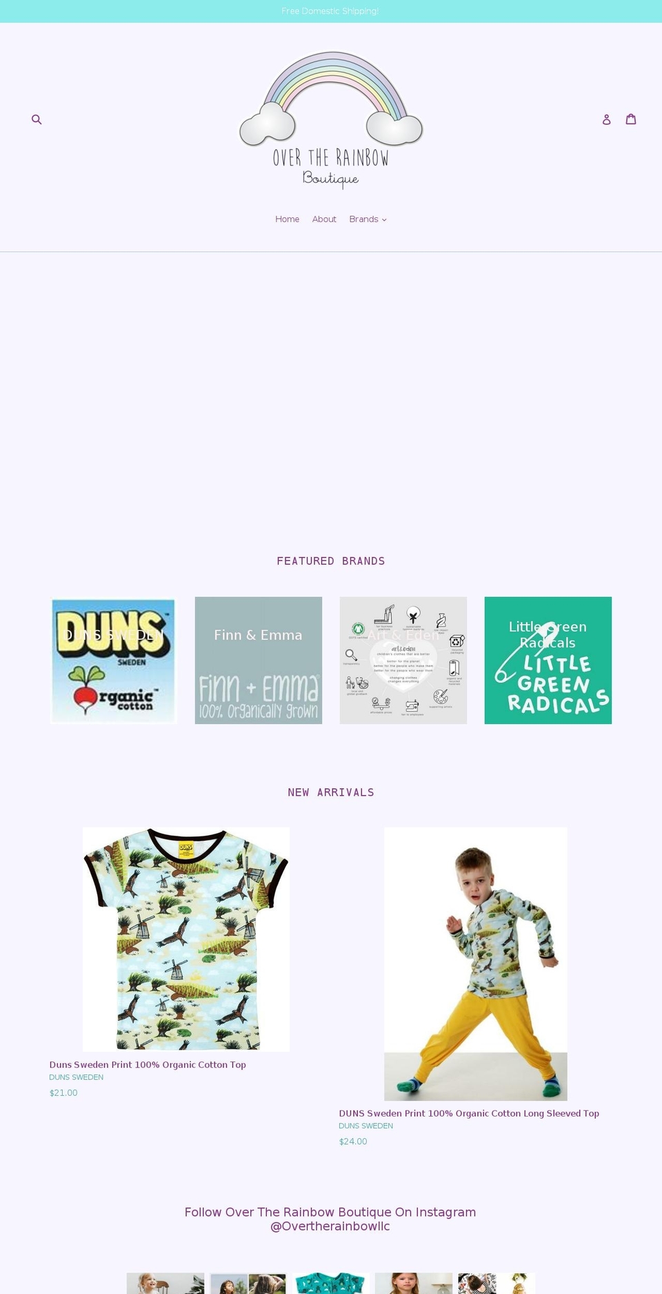 overtherainbowboutique.com — Shopify storefront screenshot