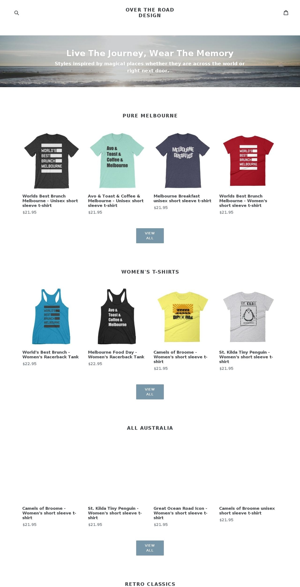 overtheroaddesign.com — Shopify storefront screenshot