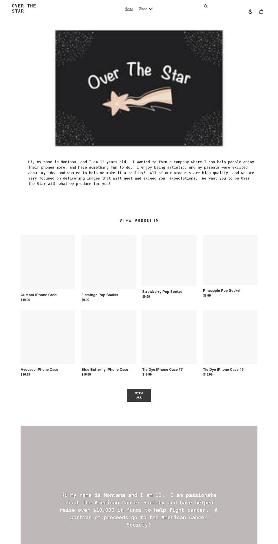 overthestar.com shopify website screenshot