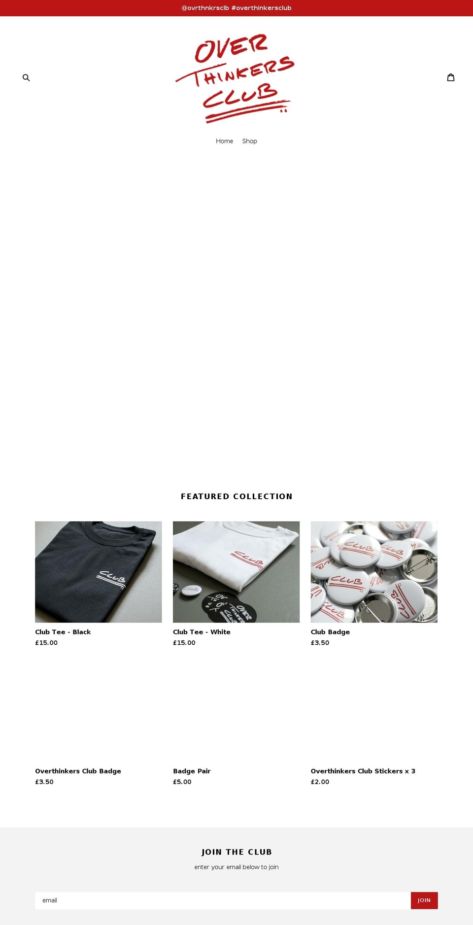 overthinkersclub.com — Shopify storefront screenshot