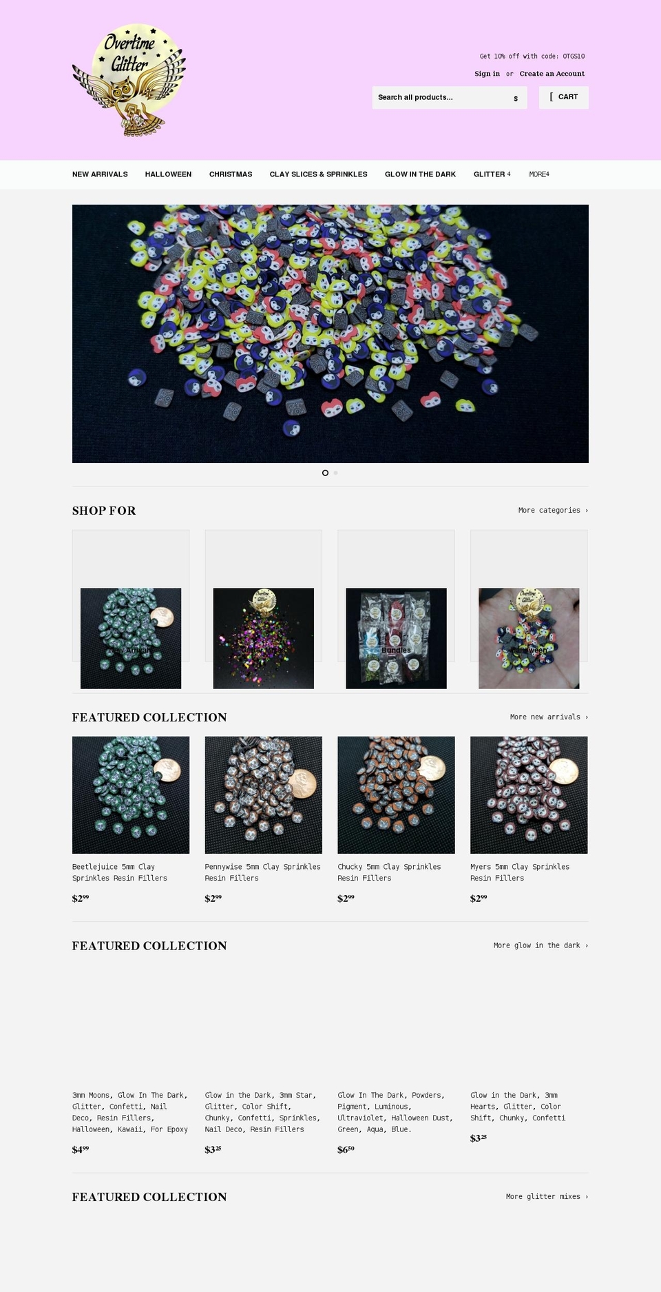 overtimeglitter.com shopify website screenshot