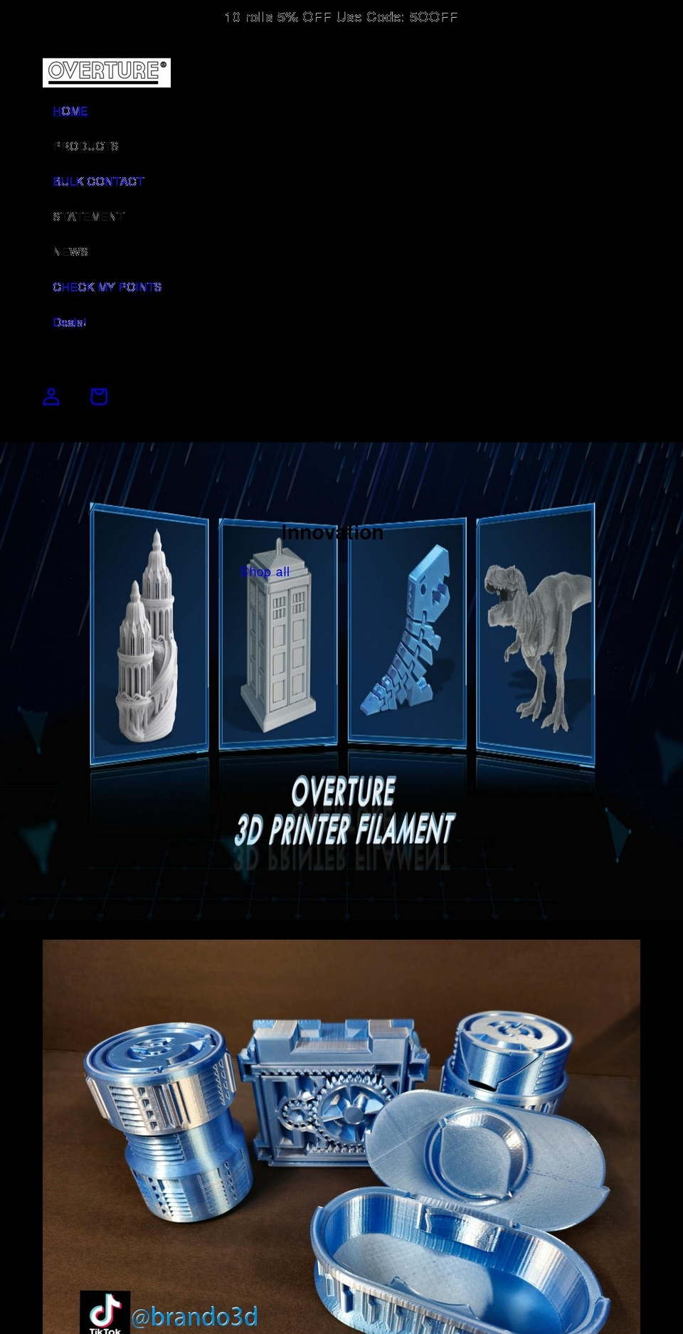overture3d.com shopify website screenshot