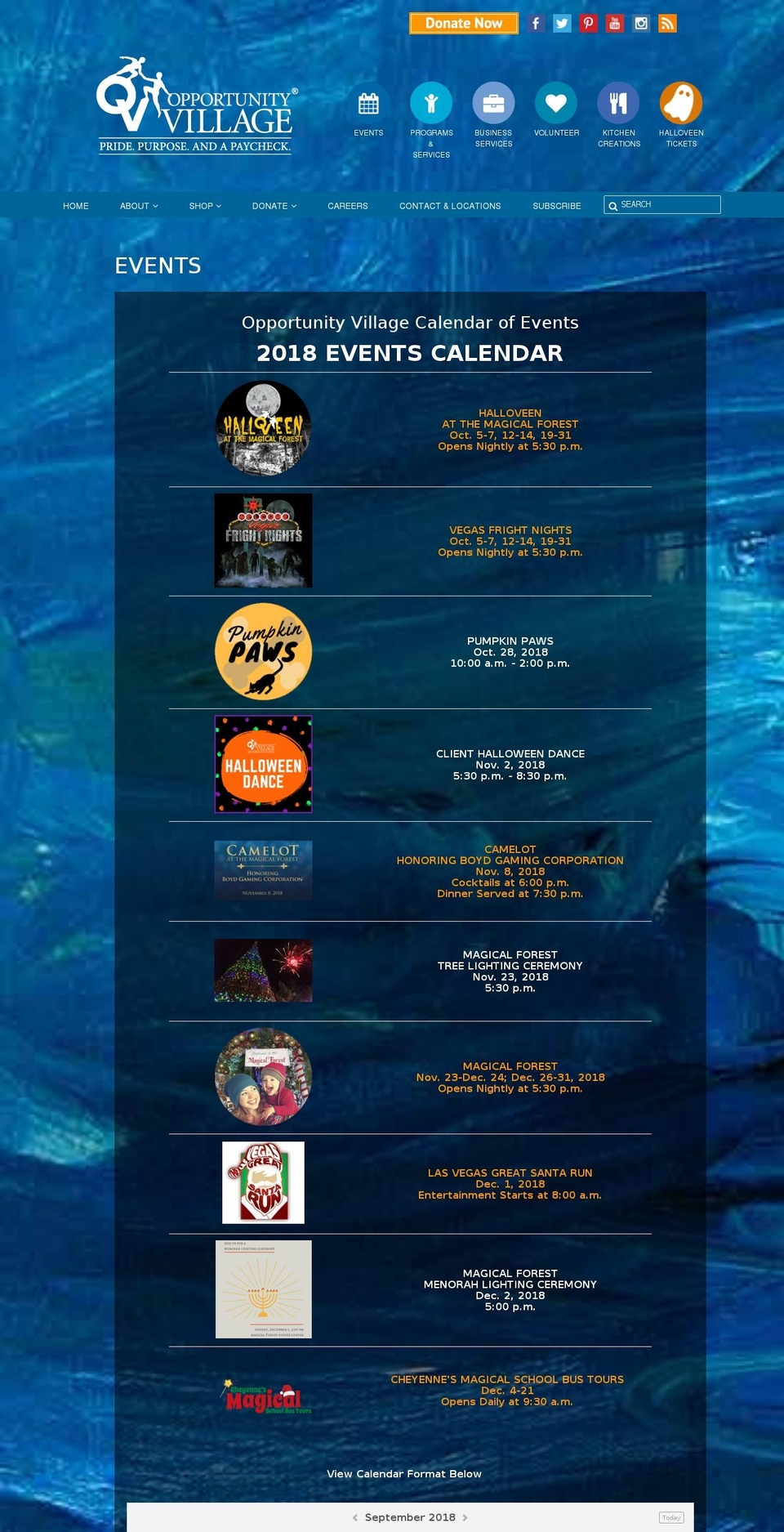 ovevents.org shopify website screenshot