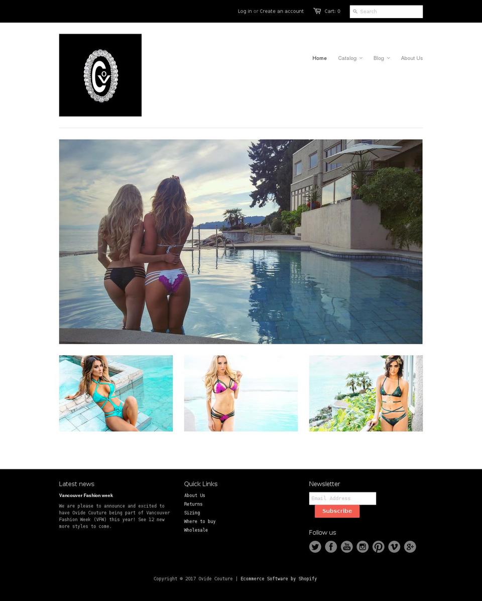 ovidecouture.com shopify website screenshot