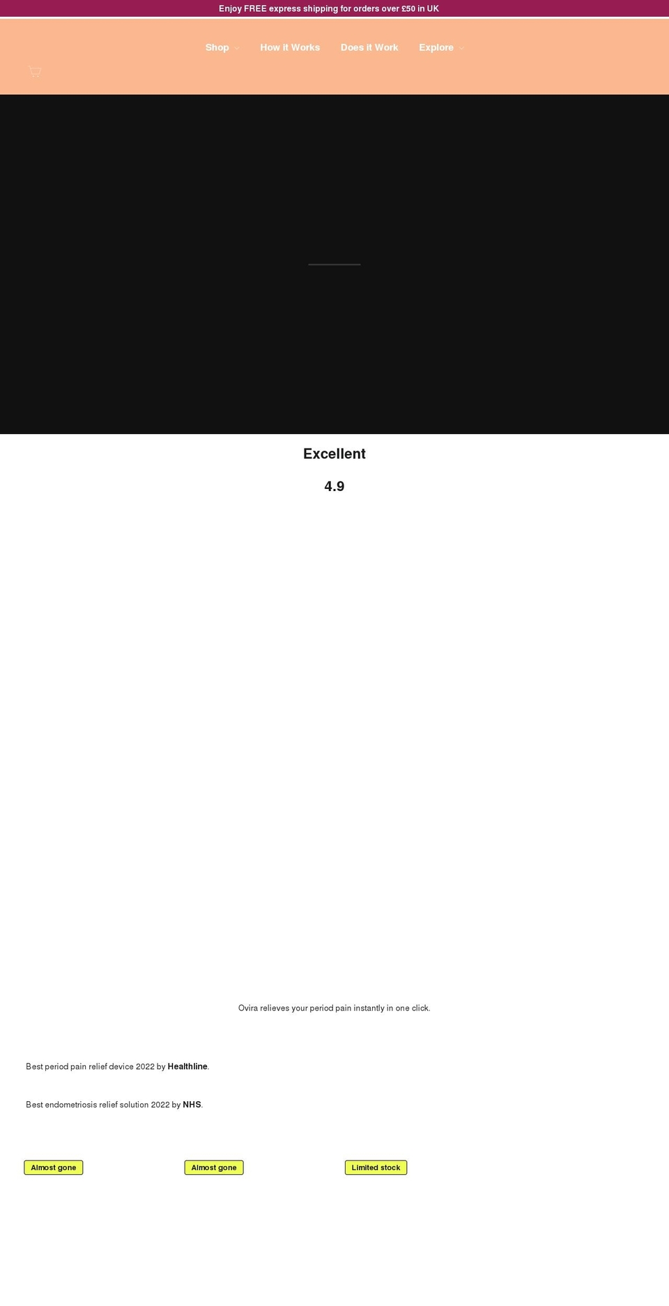 ovira.co.uk shopify website screenshot