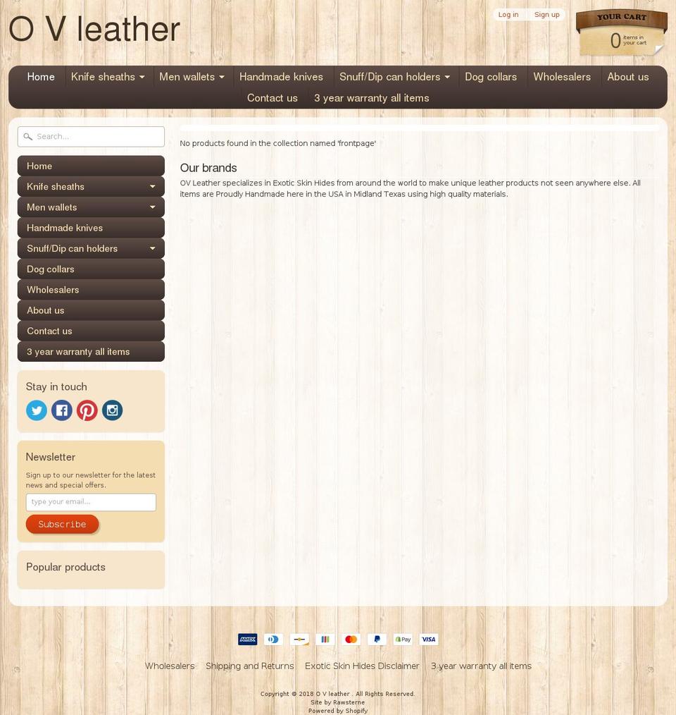 ovleather.com — Shopify storefront screenshot