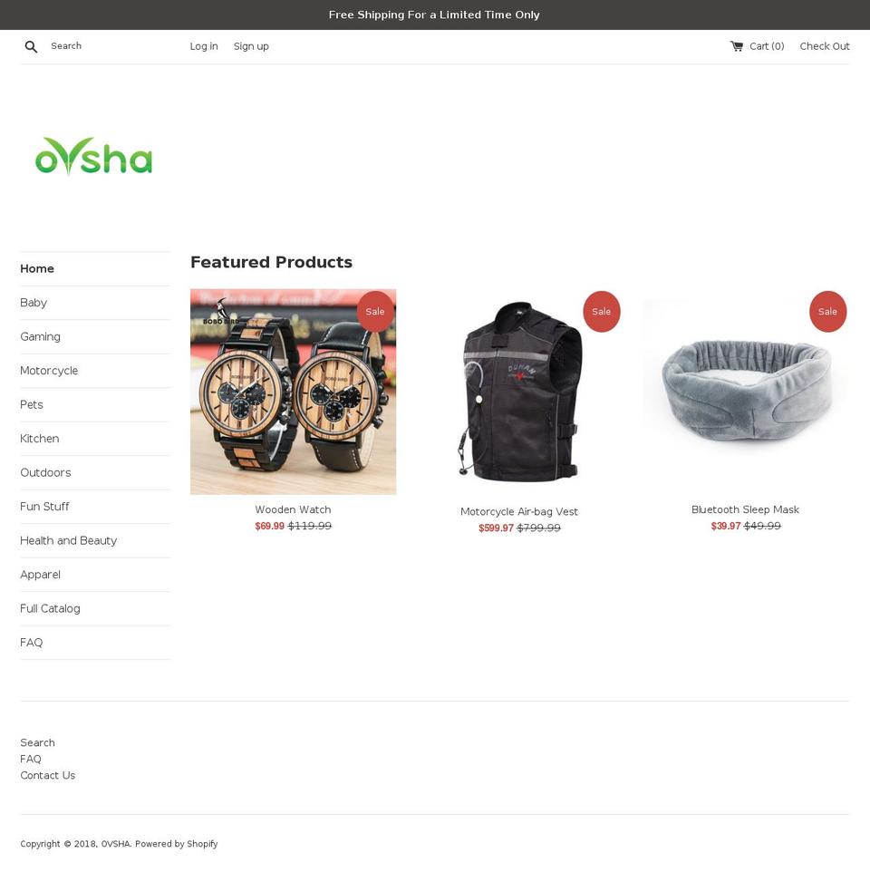 ovsha.com — Shopify storefront screenshot
