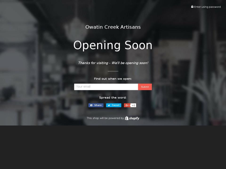 owatincreekartisans.com — Shopify storefront screenshot