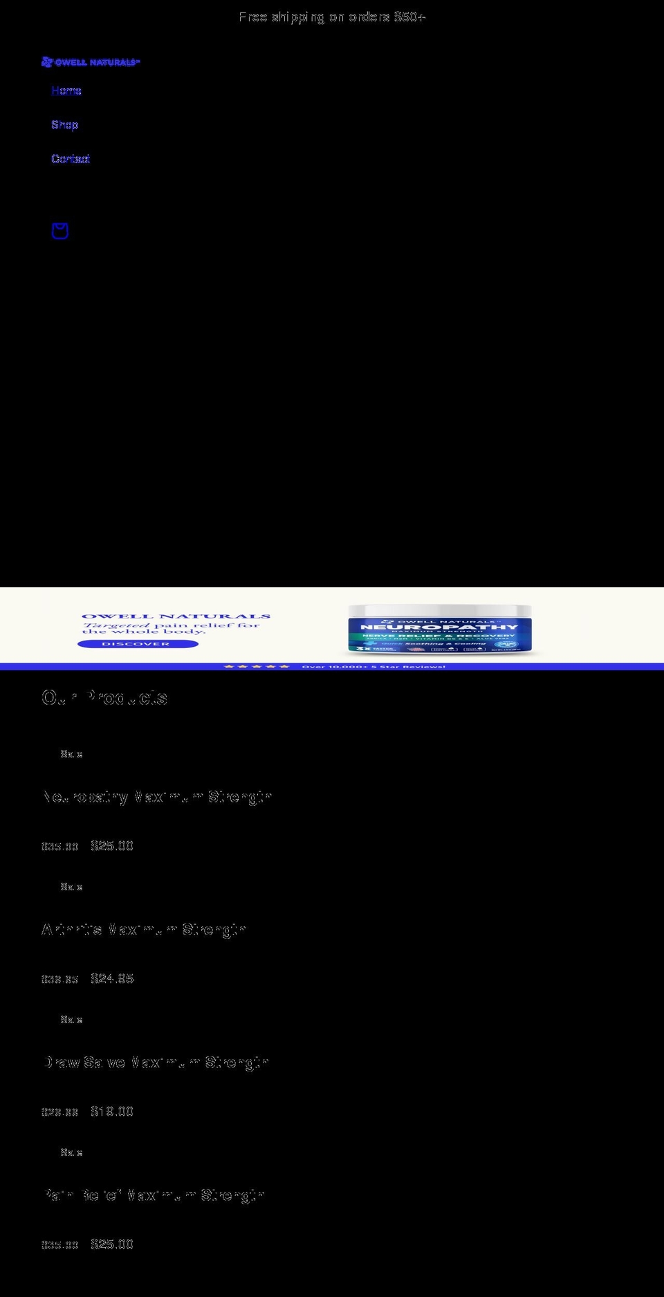 owellnaturals.com shopify website screenshot