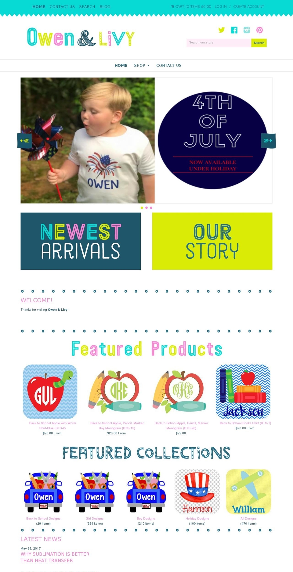 owenandlivy.com — Shopify storefront screenshot