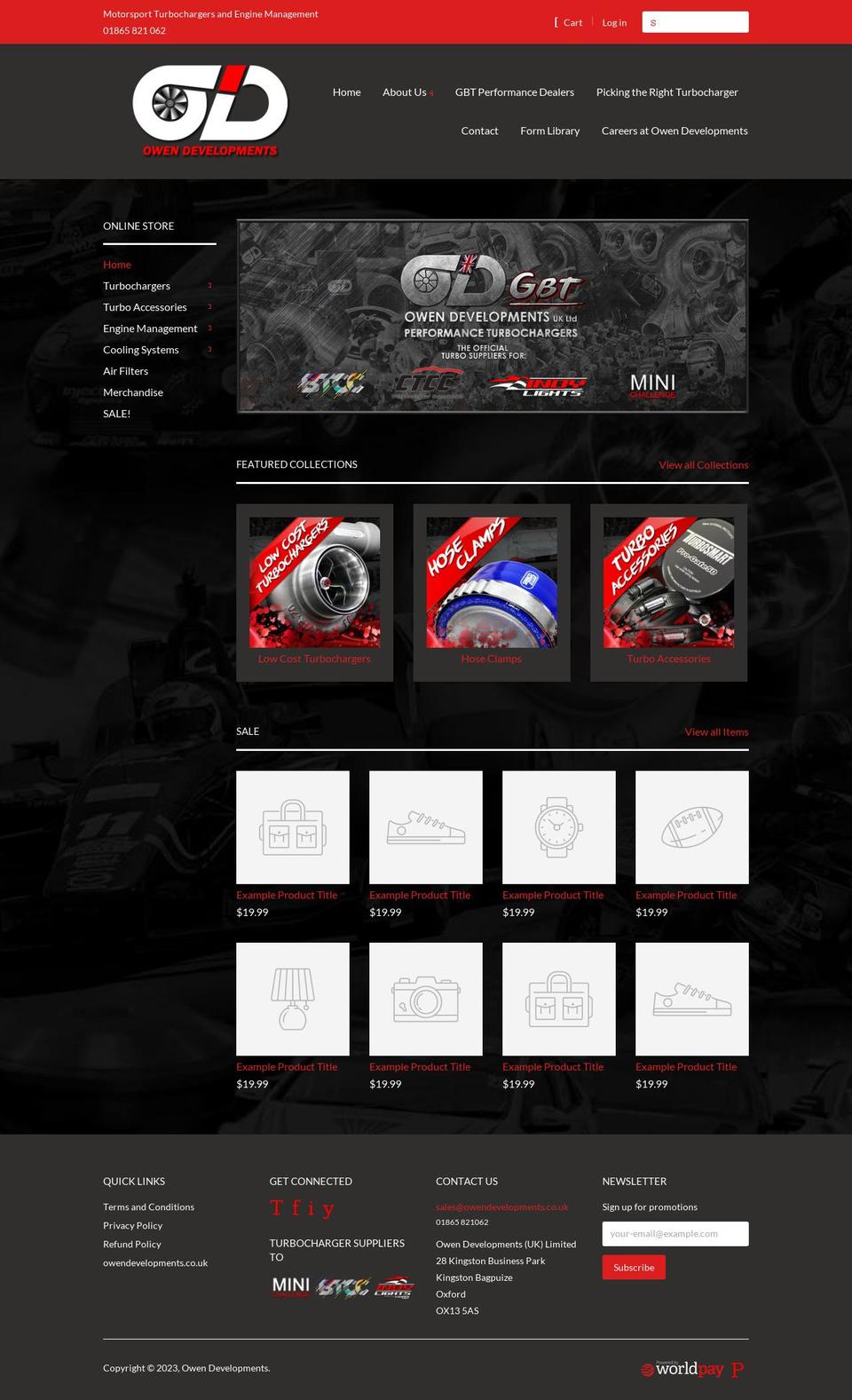 owenturbos.com shopify website screenshot