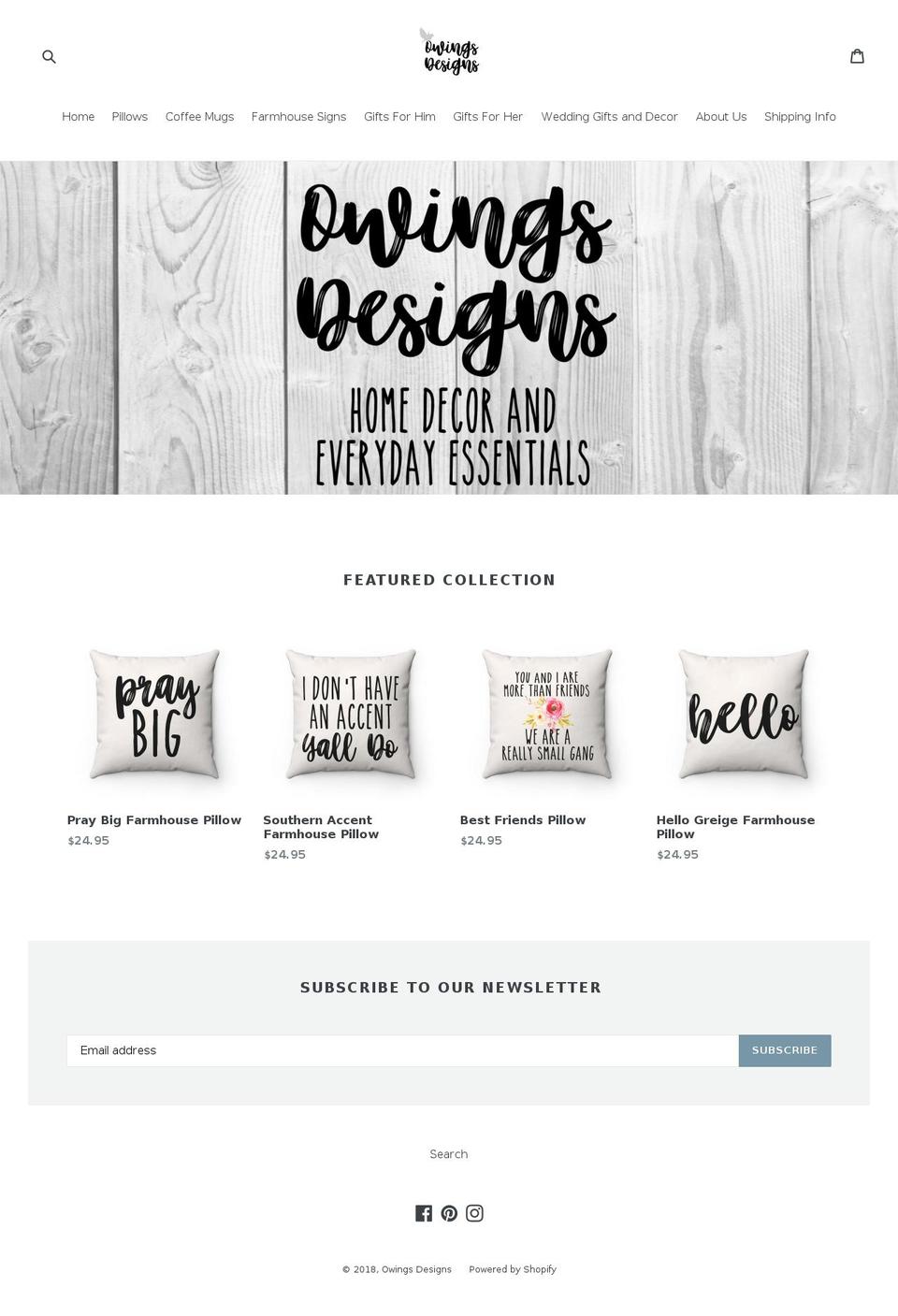 owingsdesigns.com — Shopify storefront screenshot