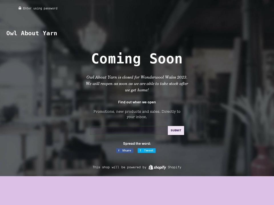 owlaboutyarn.com shopify website screenshot
