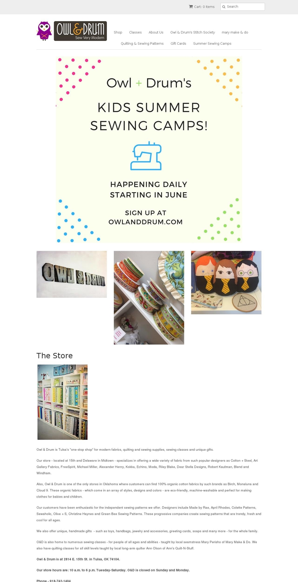 owlanddrum.com shopify website screenshot