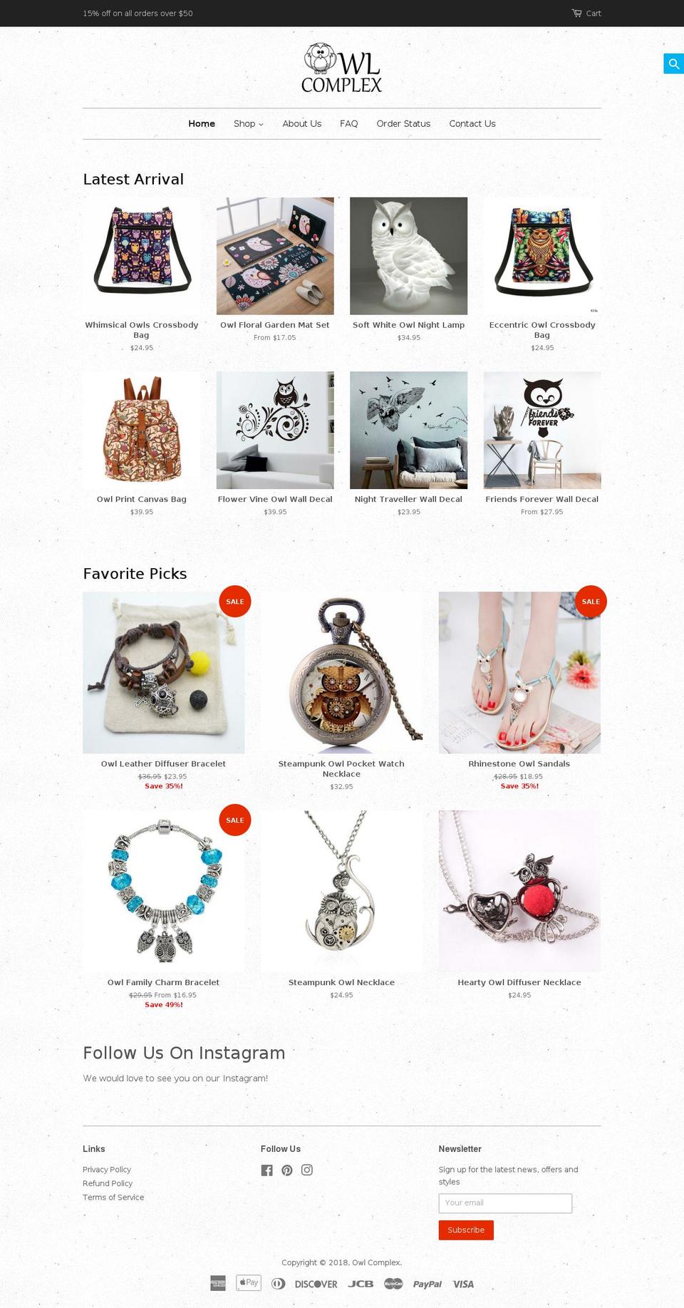 owlcomplex.com — Shopify storefront screenshot