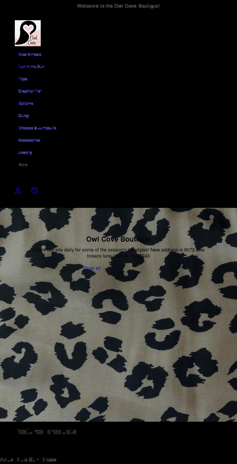 owlcoveboutique.com shopify website screenshot