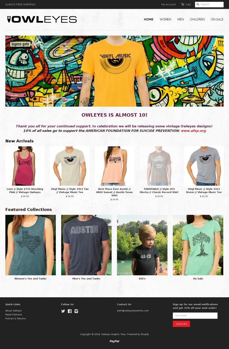 owleyesaustin.com shopify website screenshot