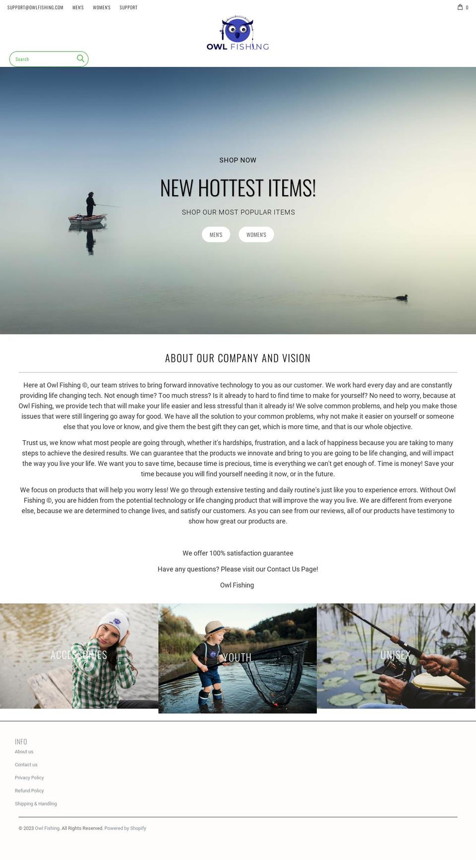 owlfishing.com shopify website screenshot