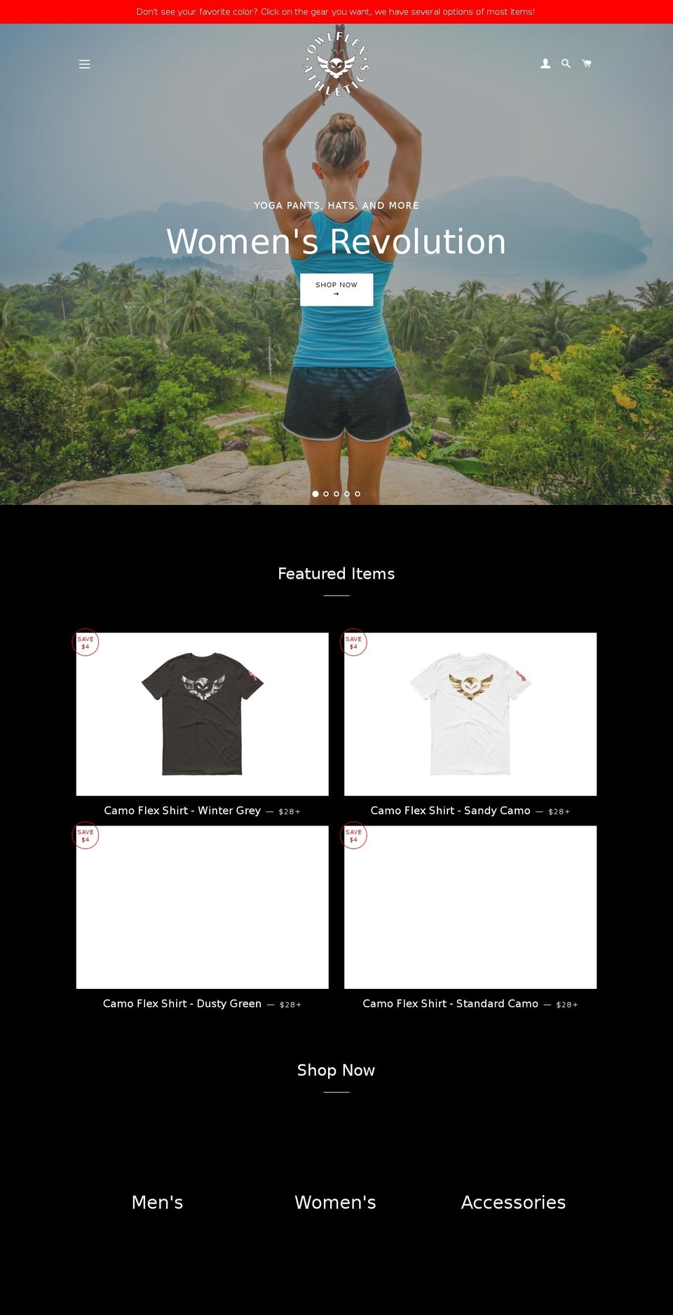 owlflexathletics.com — Shopify storefront screenshot