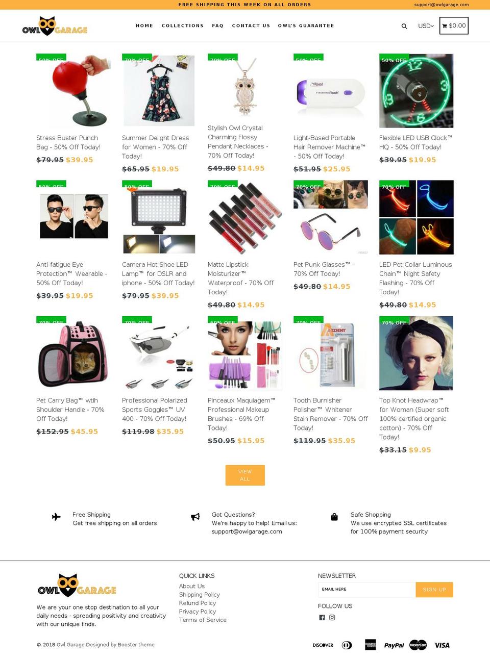 owlgarage.com — Shopify storefront screenshot
