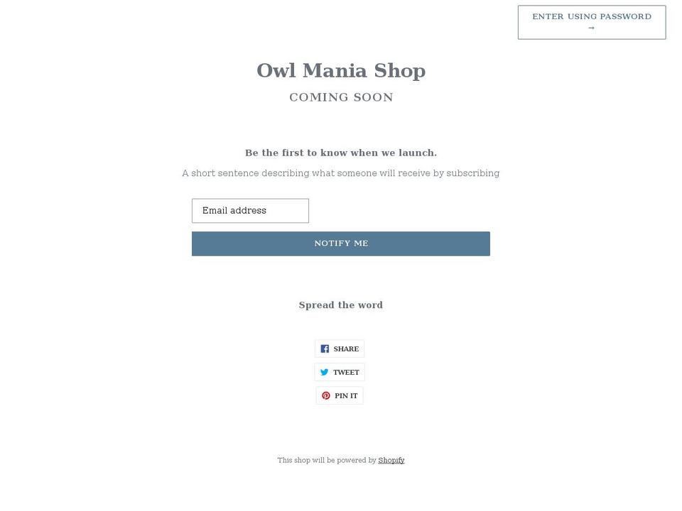 owlmaniashop.com shopify website screenshot